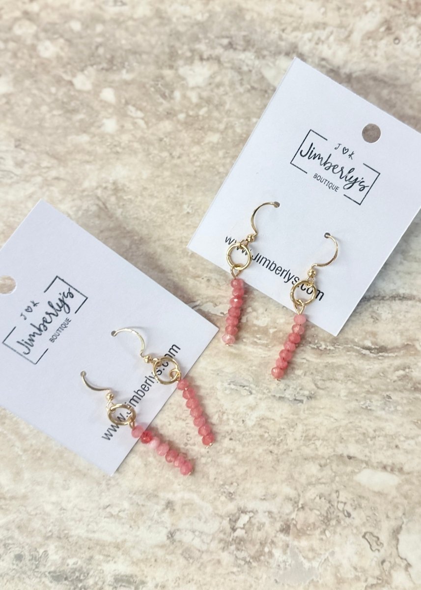 Pink Stone Pendant earrings - earrings - Jimberly's Boutique - Olive Branch - Mississippi