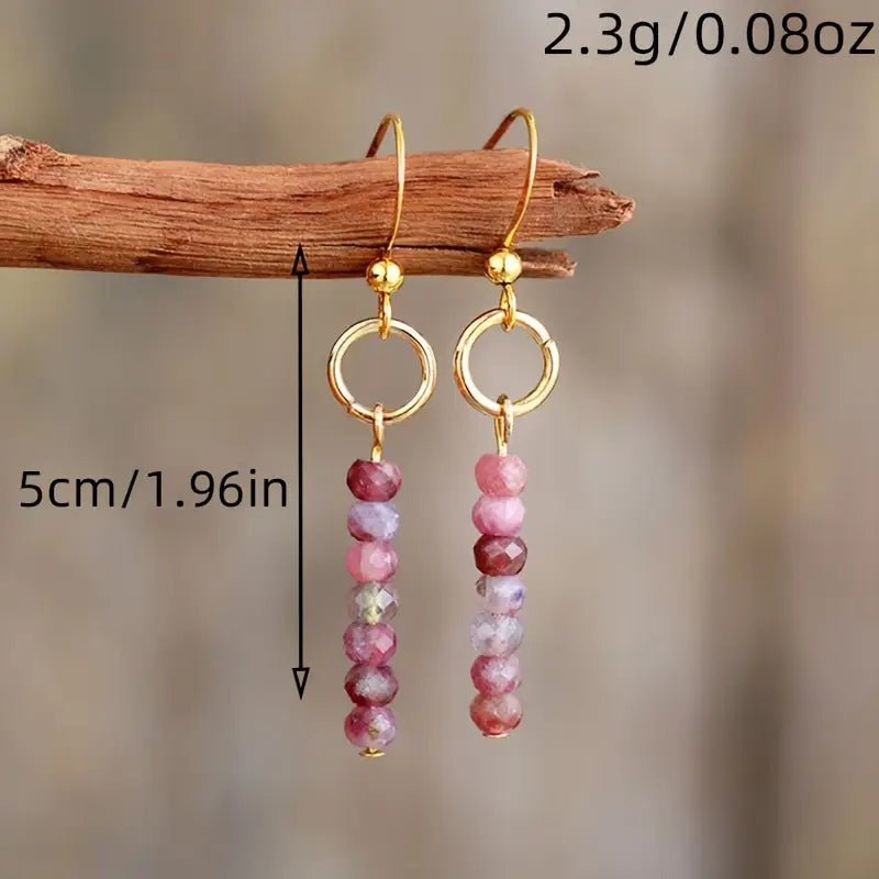 Pink Stone Pendant earrings - earrings - Jimberly's Boutique - Olive Branch - Mississippi