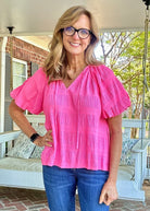 Pink Textured Top | Jodifl - Jodifl Top - Jimberly's Boutique - Olive Branch - Mississippi