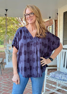 Pleated Front Swiss Dot Top - Navy | Umgee - Jimberly's Boutique - Olive Branch - Mississippi