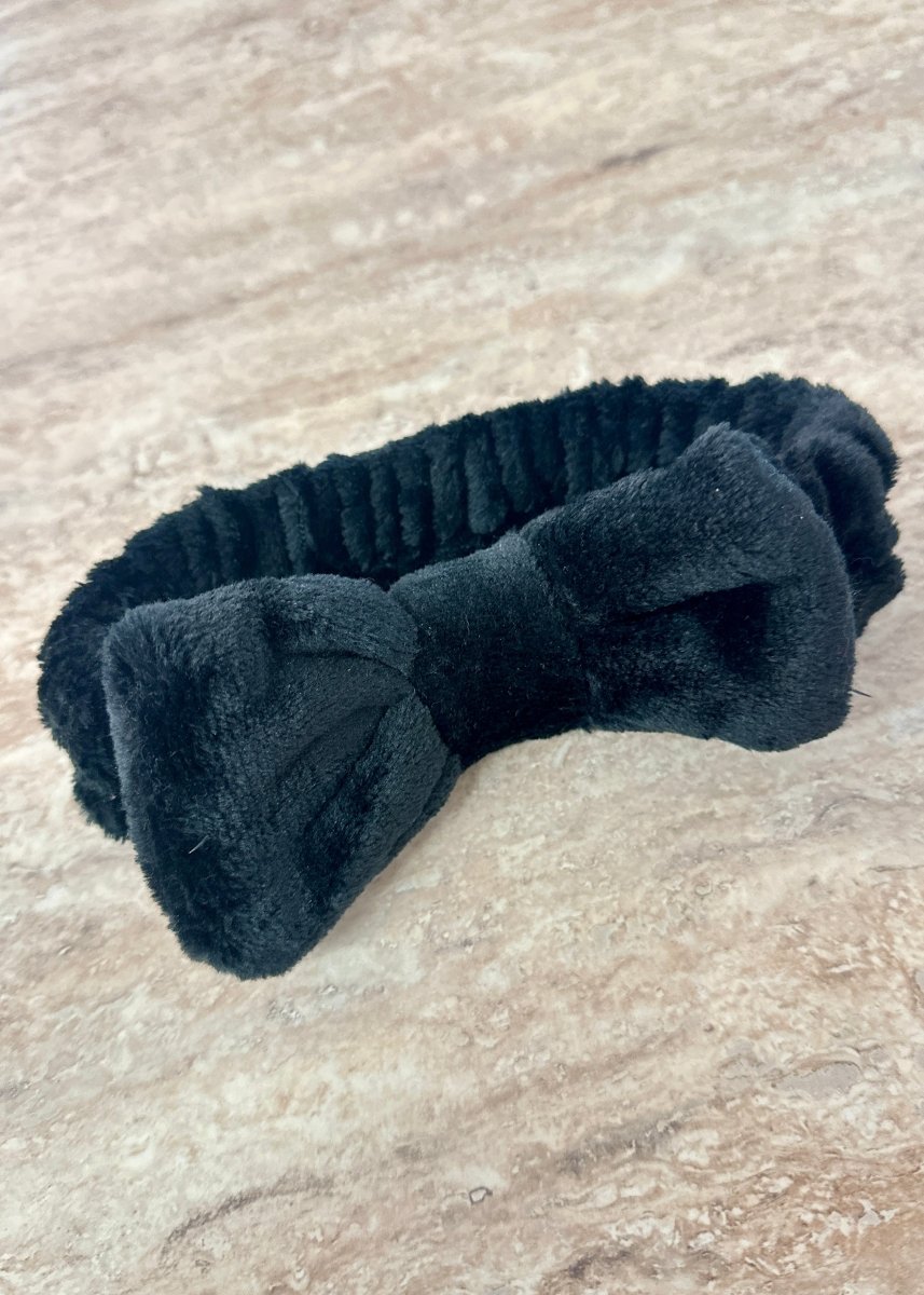 Plush Bowknot Spa Headband - Black - Jimberly's Boutique - Olive Branch - Mississippi