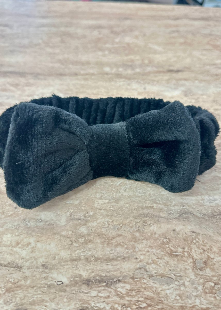 Plush Bowknot Spa Headband - Black - Jimberly's Boutique - Olive Branch - Mississippi