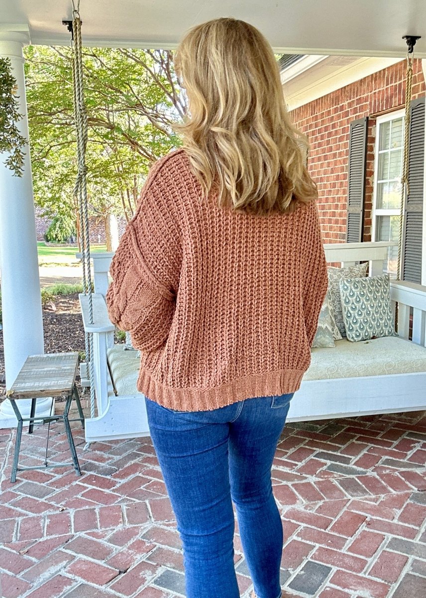 POL Mock Neck Sweater - Burnt Topaz - sweater - Jimberly's Boutique - Olive Branch - Mississippi
