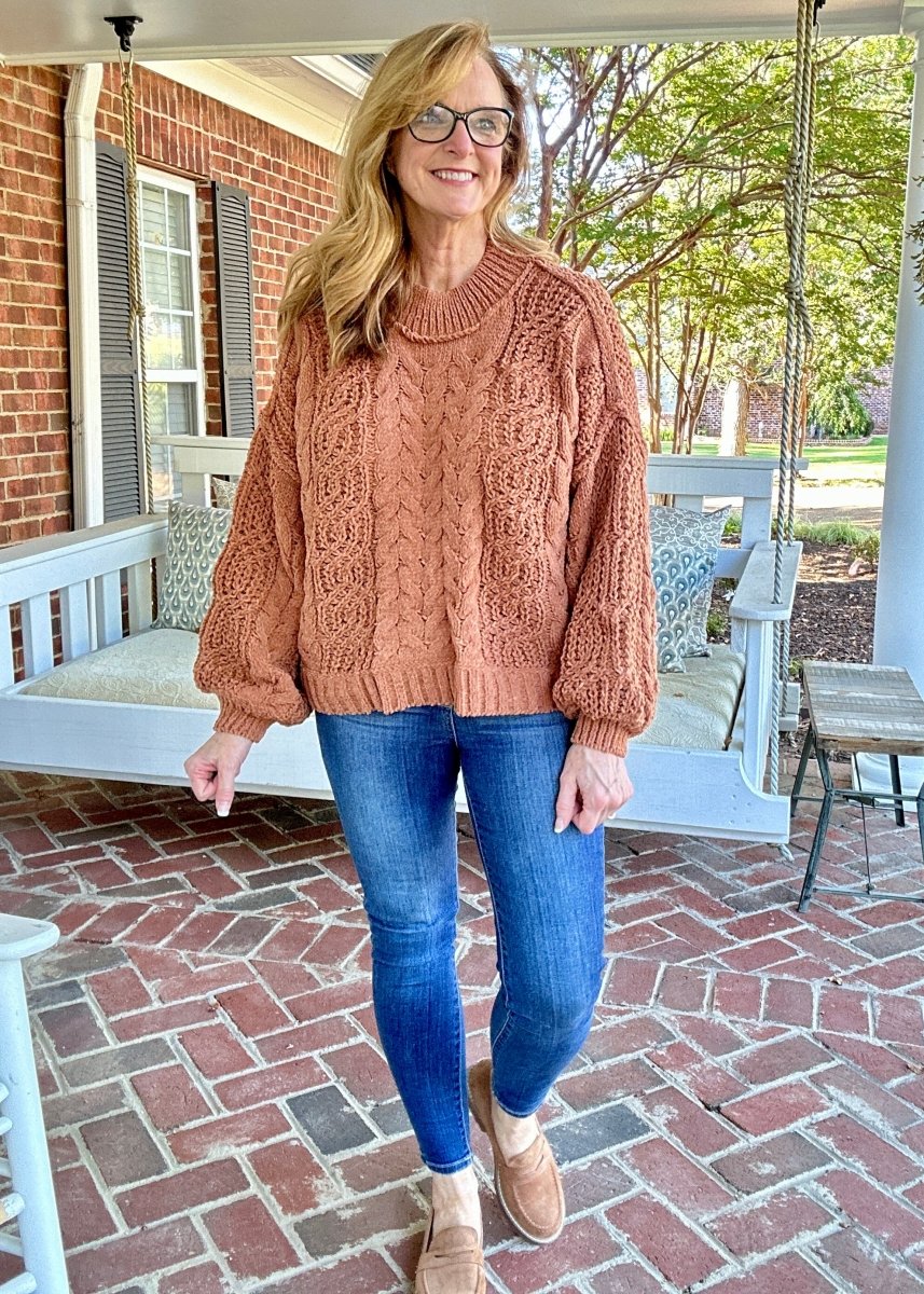 POL Mock Neck Sweater - Burnt Topaz - sweater - Jimberly's Boutique - Olive Branch - Mississippi