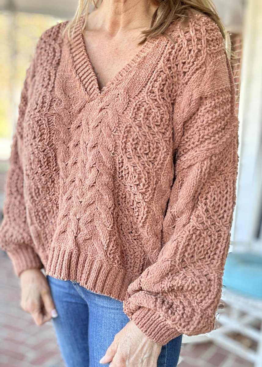 POL V Neck Sweater - Rustic Brown - sweater - Jimberly's Boutique - Olive Branch - Mississippi