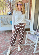 Polka Dot Ankle Jeans - Brown - Jimberly's Boutique-Olive Branch-Mississippi