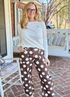 Polka Dot Ankle Jeans - Brown - Jimberly's Boutique-Olive Branch-Mississippi