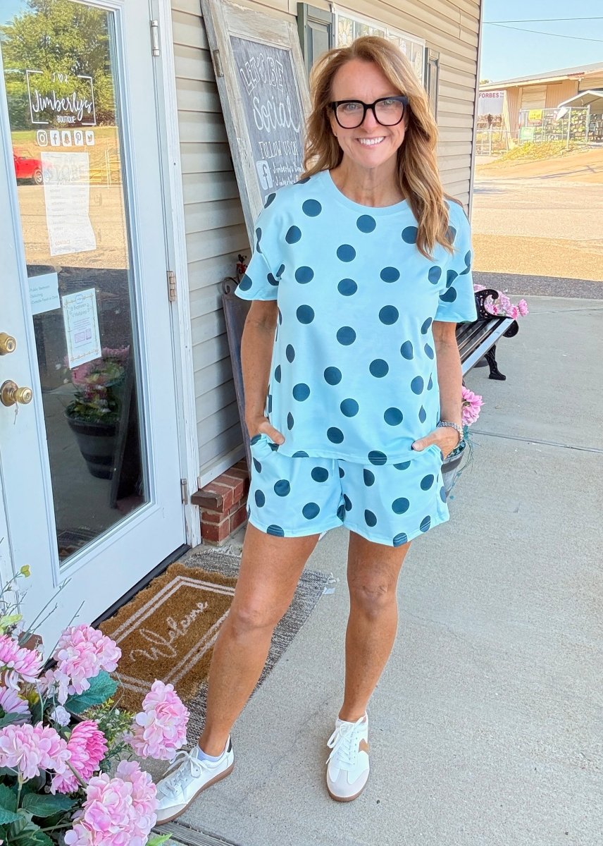 Polka Dot Shorts Set - Blue - Shorts set - Jimberly's Boutique - Olive Branch - Mississippi