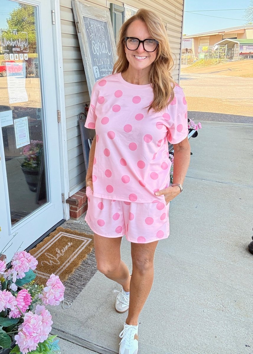 Polka Dot Shorts Set - Pink - Shorts set - Jimberly's Boutique - Olive Branch - Mississippi