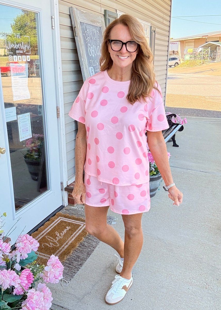 Polka Dot Shorts Set - Pink - Shorts set - Jimberly's Boutique - Olive Branch - Mississippi