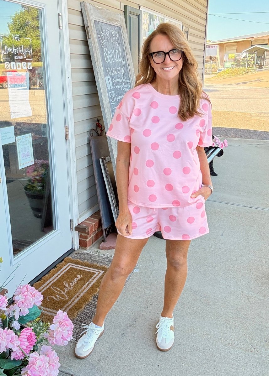 Polka Dot Shorts Set - Pink - Shorts set - Jimberly's Boutique - Olive Branch - Mississippi