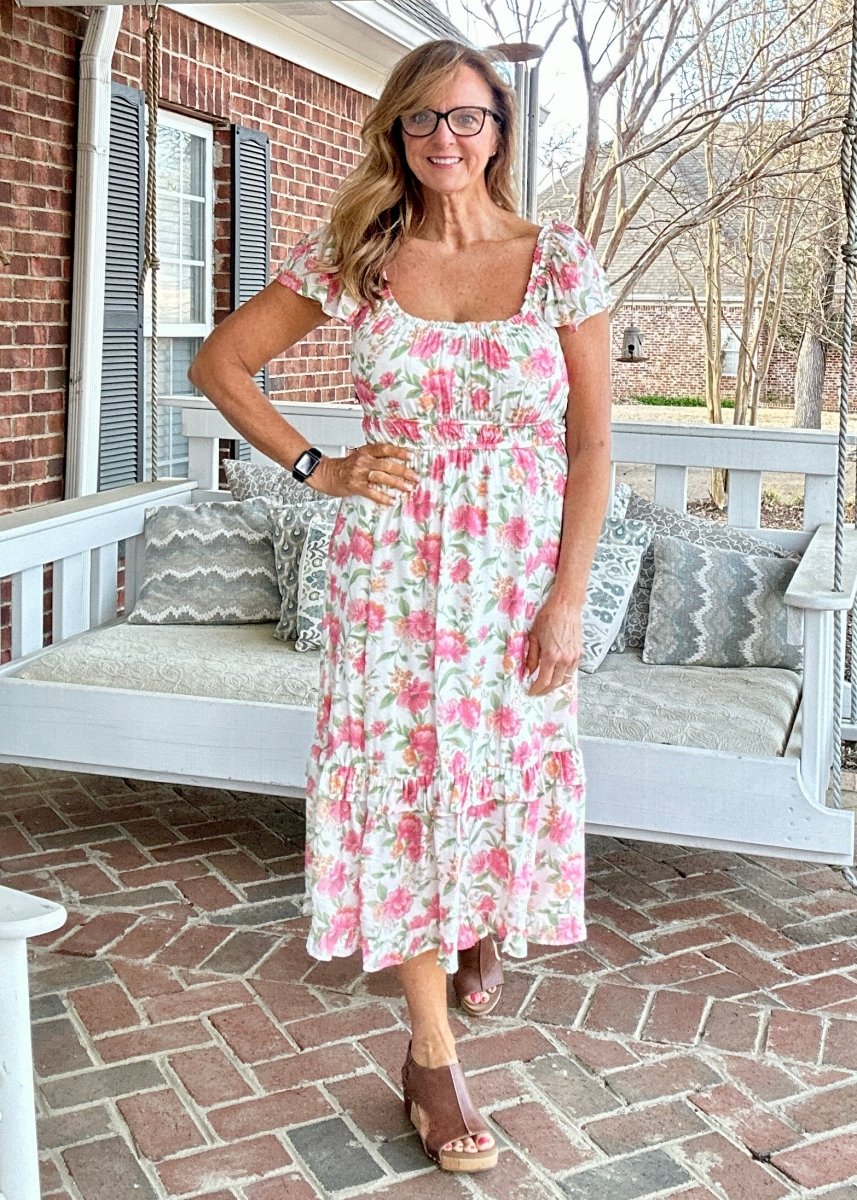 Pretty in Pink Floral Midi Dress - dress - Jimberly's Boutique - Olive Branch - Mississippi