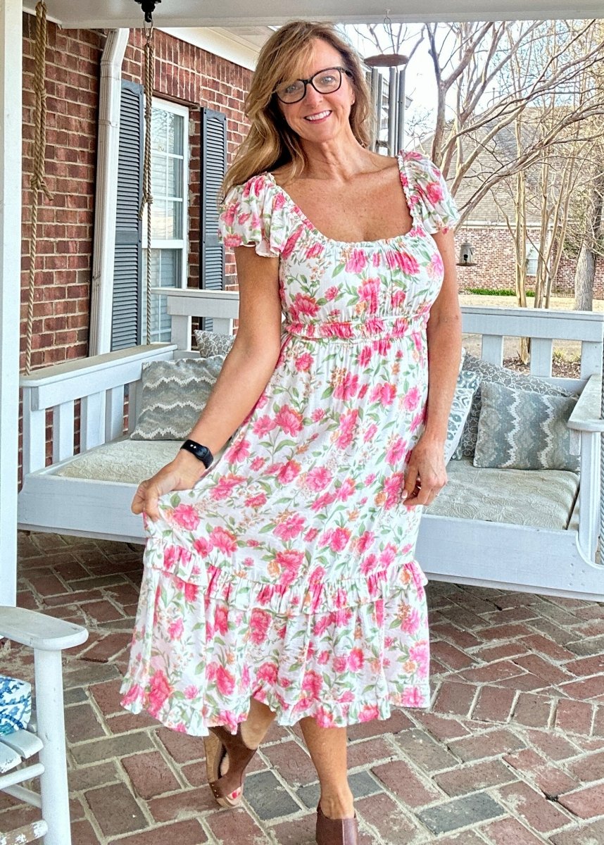Pretty in Pink Floral Midi Dress - dress - Jimberly's Boutique - Olive Branch - Mississippi