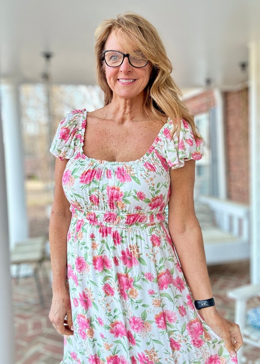 Pretty in Pink Floral Midi Dress - dress - Jimberly's Boutique - Olive Branch - Mississippi