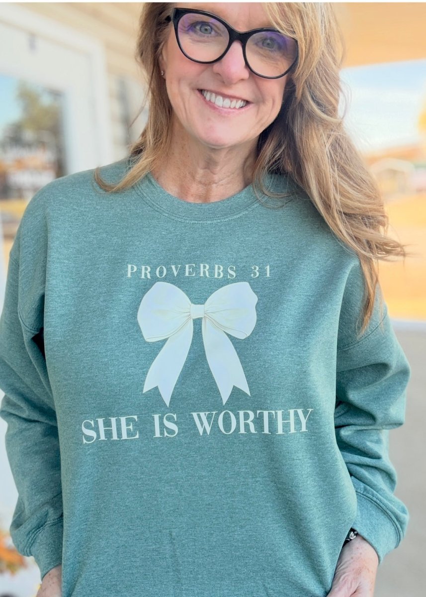 Proverbs 31 - She is Worthy Sweatshirt - sweatshirt - Jimberly's Boutique - Olive Branch - Mississippi