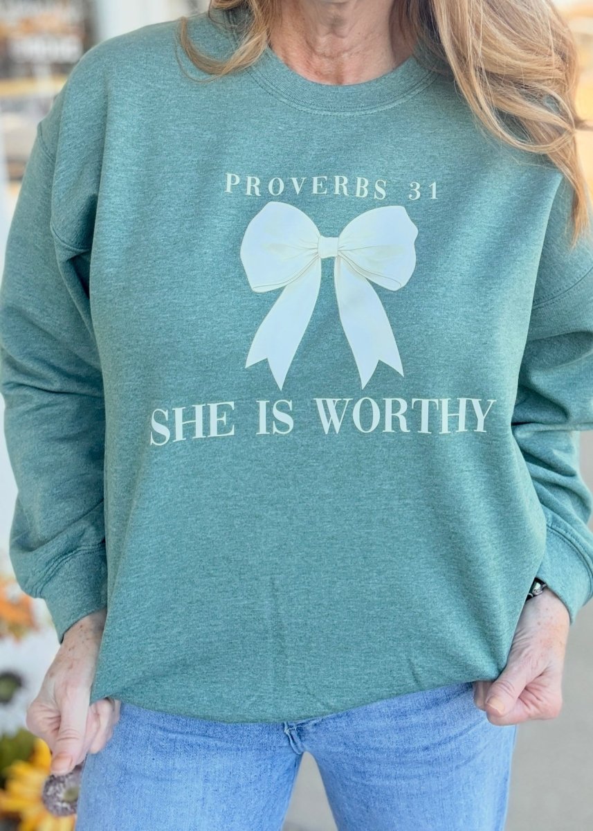 Proverbs 31 - She is Worthy Sweatshirt - sweatshirt - Jimberly's Boutique - Olive Branch - Mississippi