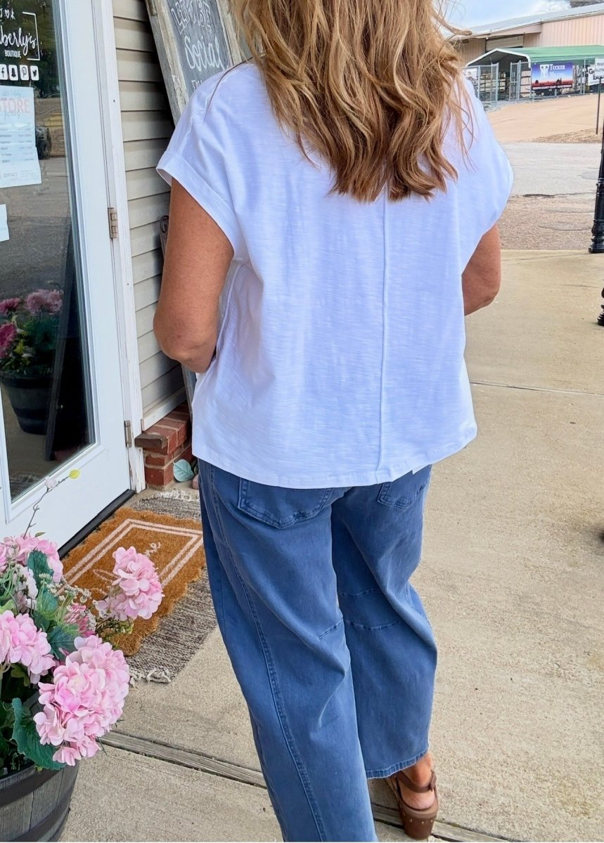 Pure Comfort Slub Top - White - Casual Top - Jimberly's Boutique - Olive Branch - Mississippi