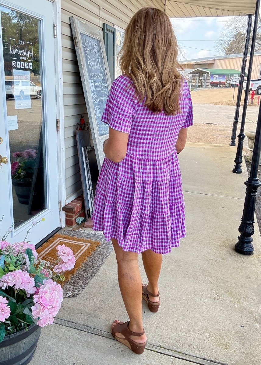 Purple Gingham Dress - Umgee Dress - Jimberly's Boutique - Olive Branch - Mississippi