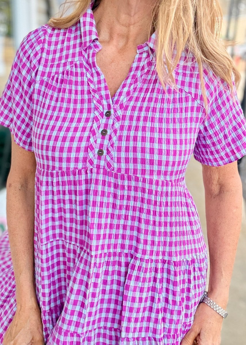 Purple Gingham Dress - Umgee Dress - Jimberly's Boutique - Olive Branch - Mississippi