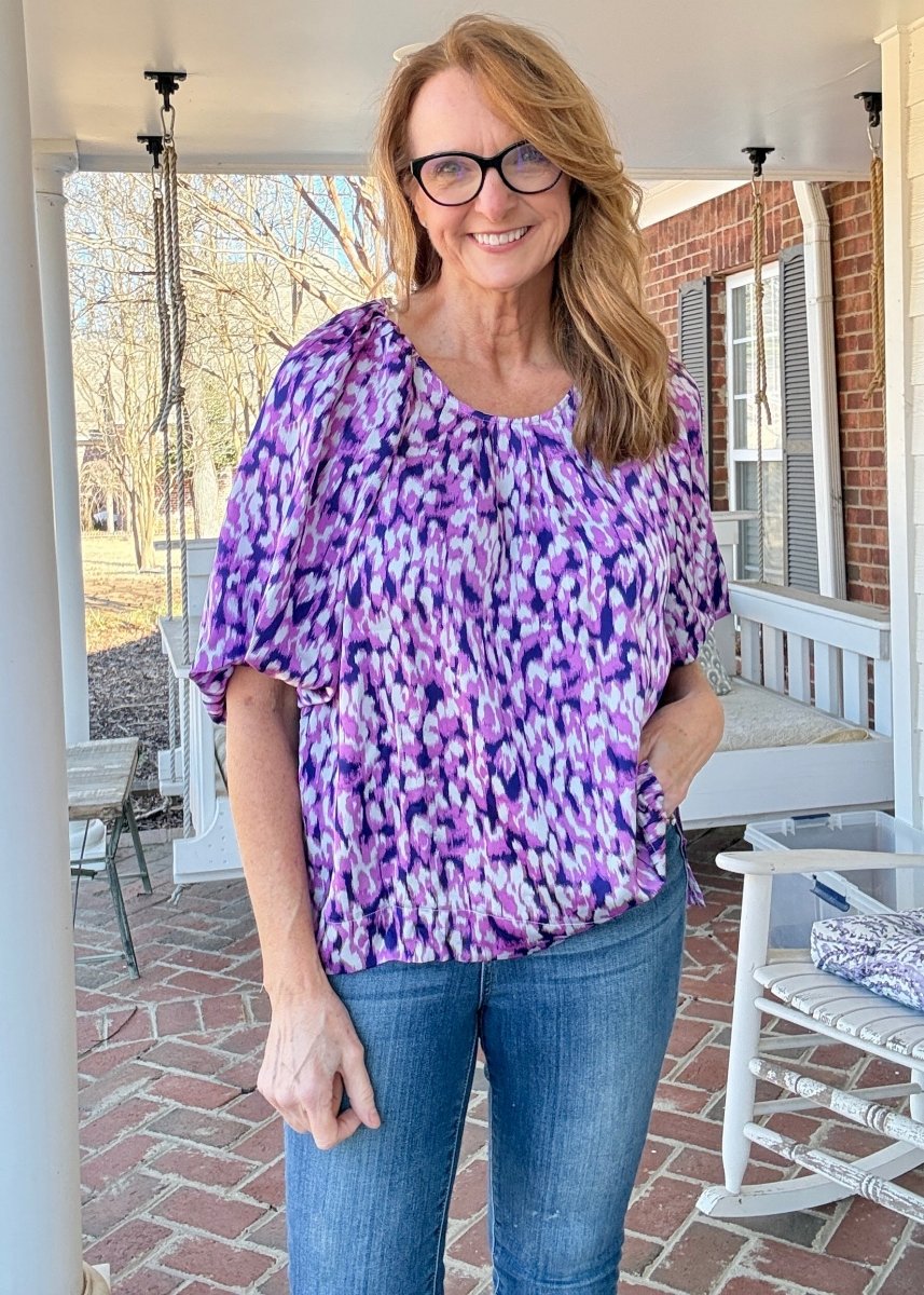 Purple Mix Puff Sleeve Top | Umgee - Umgee Top - Jimberly's Boutique - Olive Branch - Mississippi