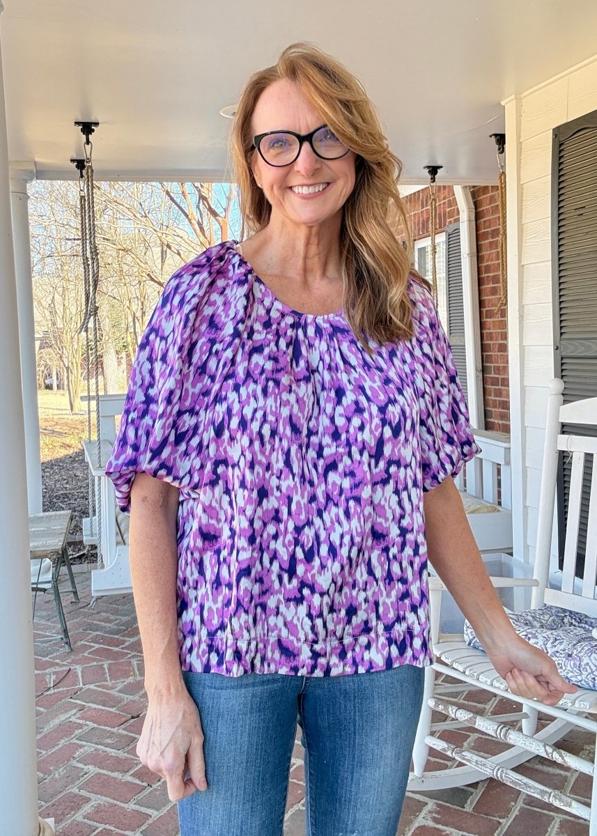 Purple Mix Puff Sleeve Top | Umgee - Umgee Top - Jimberly's Boutique - Olive Branch - Mississippi