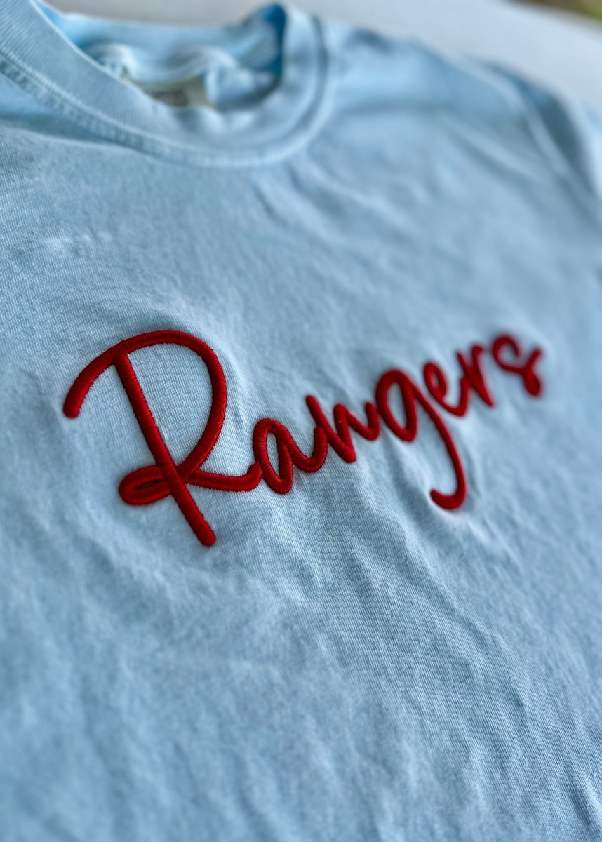 Rangers 3D Puff Embroidered Comfort Colors T-shirt - Embroidered Comfort Colors -Jimberly's Boutique-Olive Branch-Mississippi