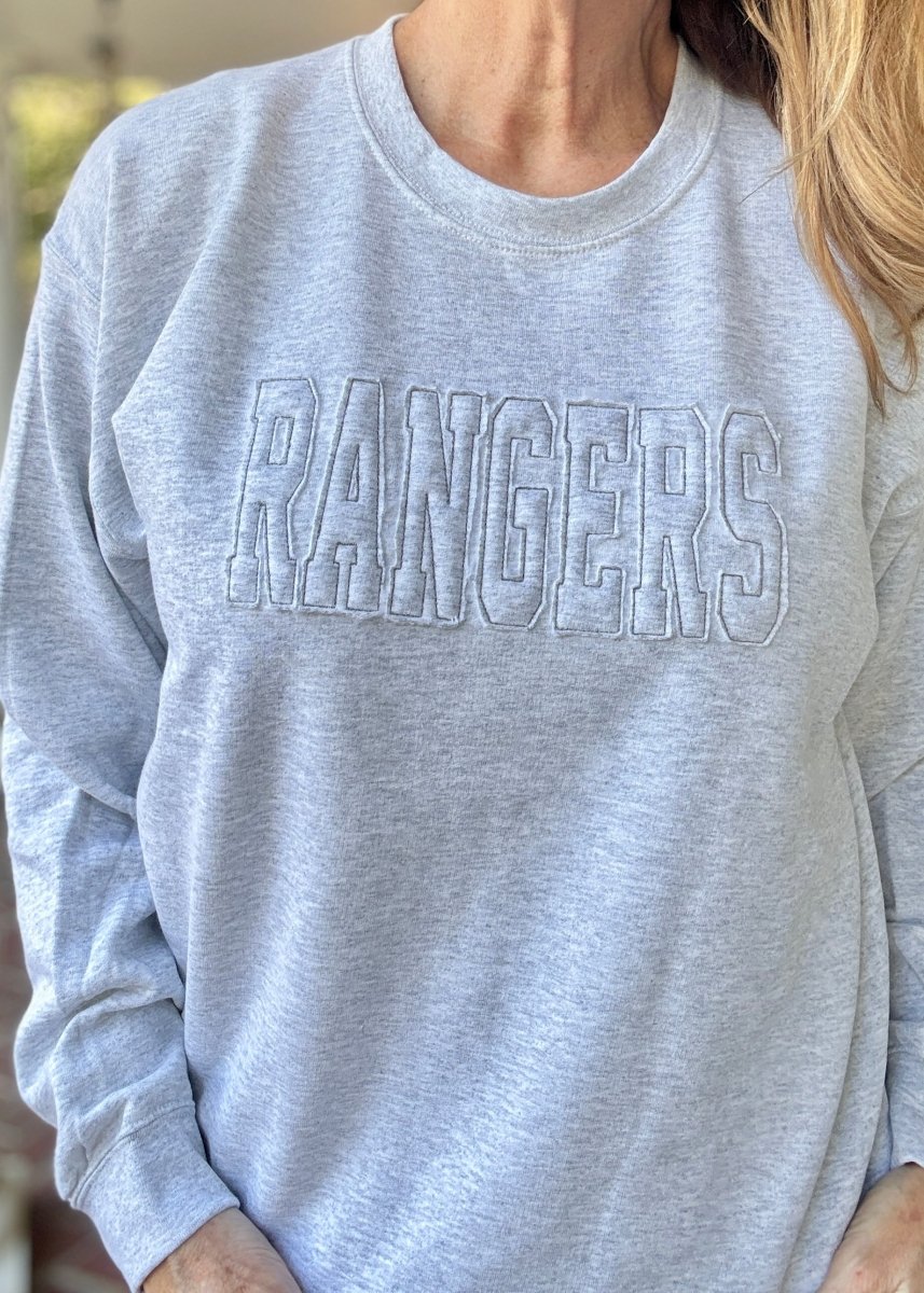Rangers Tone on Tone Applique Sweatshirt - Jimberly's Boutique - Olive Branch - Mississippi