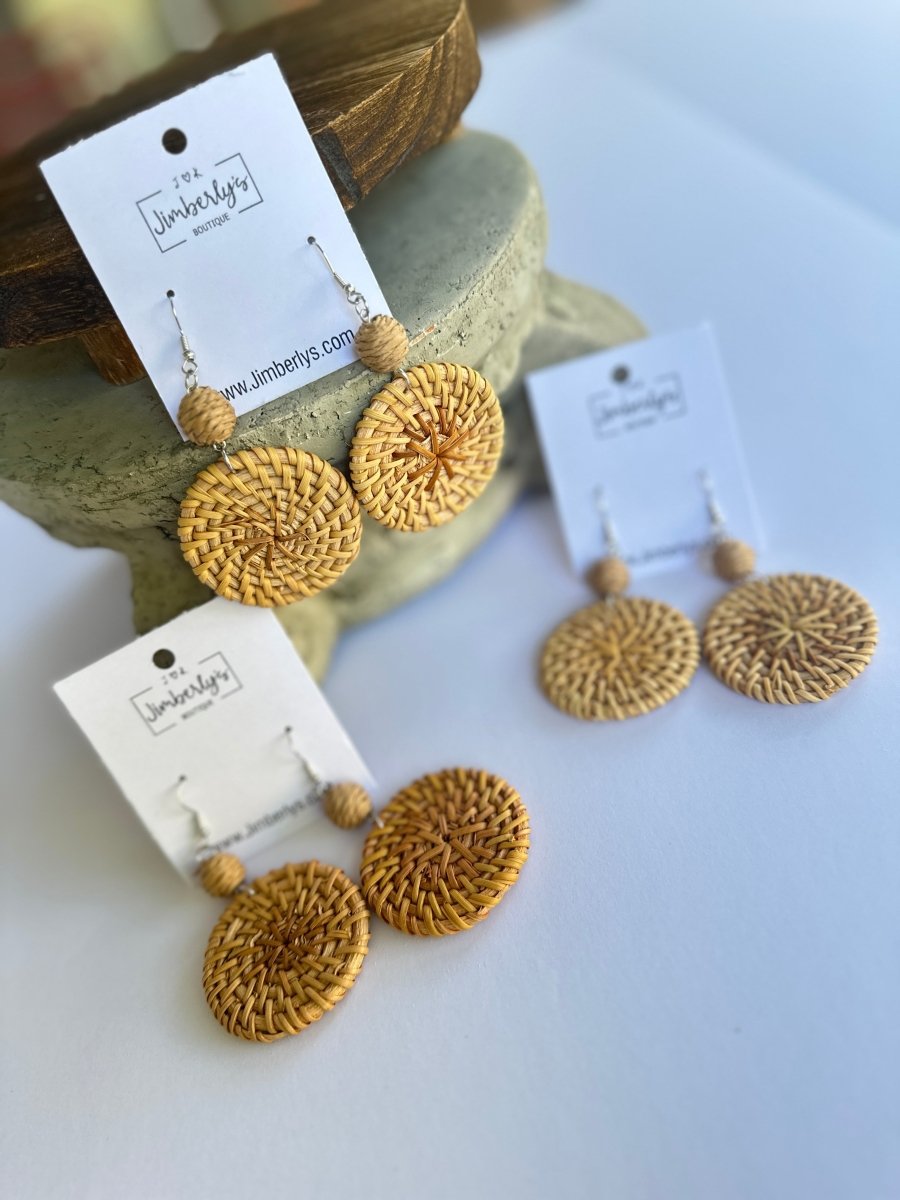 Rattan Dangle Earrings - earrings - Jimberly's Boutique - Olive Branch - Mississippi