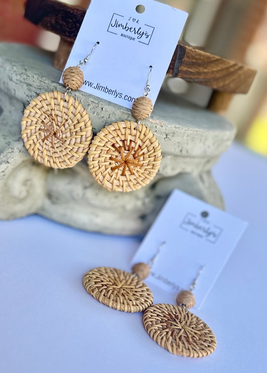 Rattan Dangle Earrings - earrings - Jimberly's Boutique - Olive Branch - Mississippi
