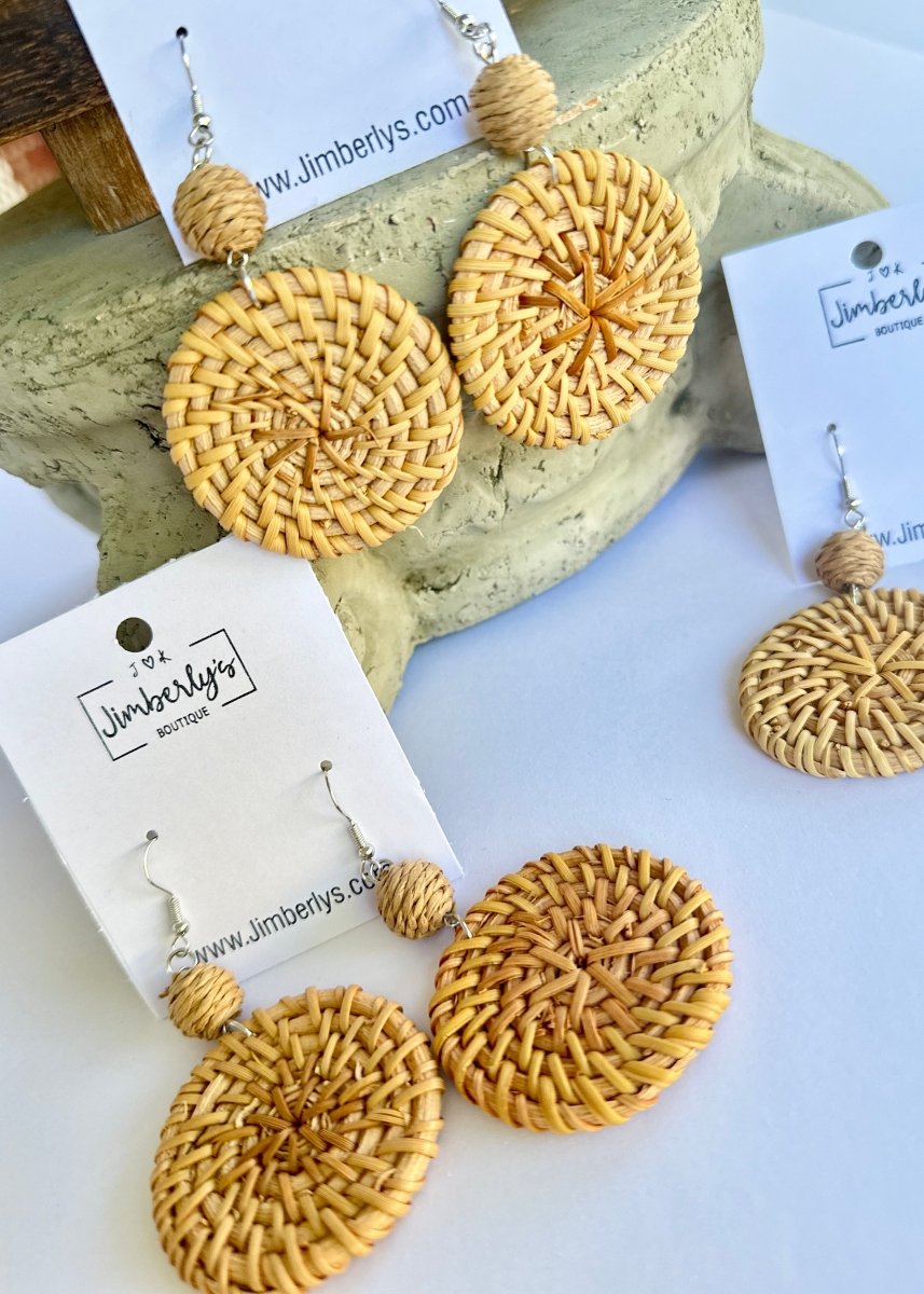 Rattan Dangle Earrings - earrings - Jimberly's Boutique - Olive Branch - Mississippi