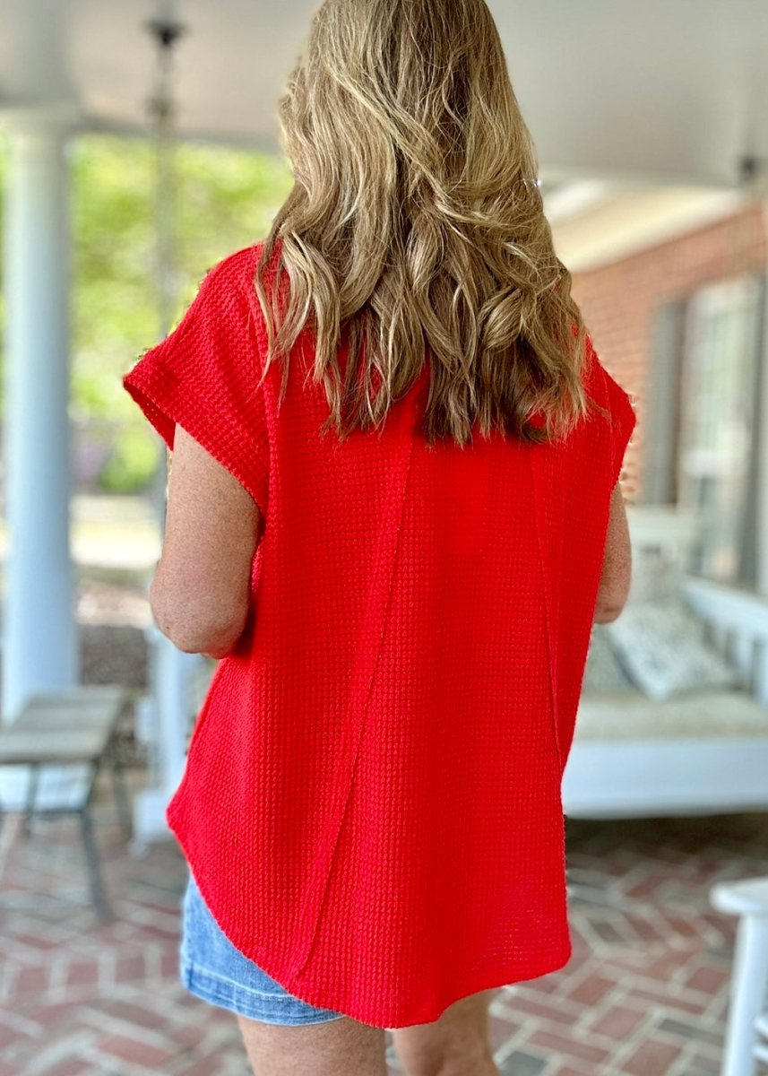 Raw Edge Crochet Top - Red - Casual Top - Jimberly's Boutique - Olive Branch - Mississippi