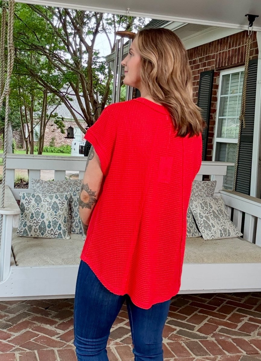 Raw Edge Crochet Top - Red - Casual Top - Jimberly's Boutique - Olive Branch - Mississippi
