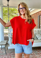 Raw Edge Crochet Top - Red - Casual Top - Jimberly's Boutique - Olive Branch - Mississippi