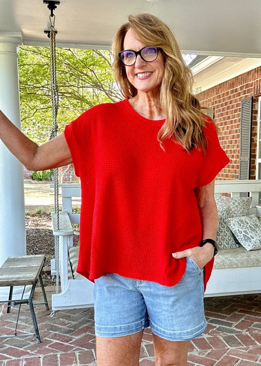 Raw Edge Crochet Top - Red - Casual Top - Jimberly's Boutique - Olive Branch - Mississippi