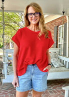 Raw Edge Crochet Top - Red - Casual Top - Jimberly's Boutique - Olive Branch - Mississippi