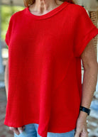 Raw Edge Crochet Top - Red - Casual Top - Jimberly's Boutique - Olive Branch - Mississippi