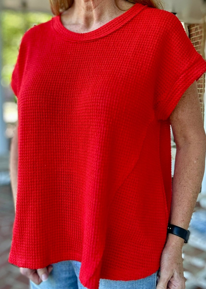 Raw Edge Crochet Top - Red - Casual Top - Jimberly's Boutique - Olive Branch - Mississippi