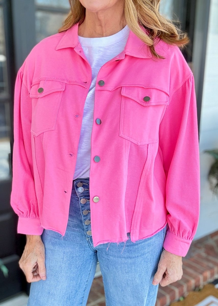 Raw Hem Jacket - Pink | Umgee - Jacket - Jimberly's Boutique - Olive Branch - Mississippi
