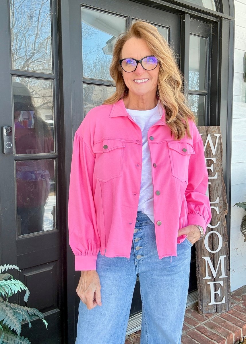 Raw Hem Jacket - Pink | Umgee - Jacket - Jimberly's Boutique - Olive Branch - Mississippi