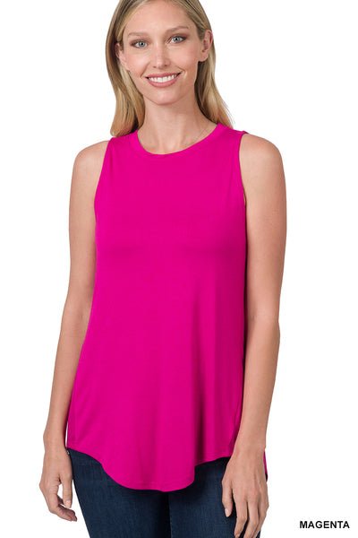 Rayda Round Hem Tank Top - Magenta - tank top - Jimberly's Boutique - Olive Branch - Mississippi