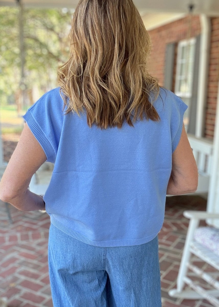 Rebel Applique Embroidered Sweater Vest - Powder Blue - gameday -Jimberly's Boutique-Olive Branch-Mississippi