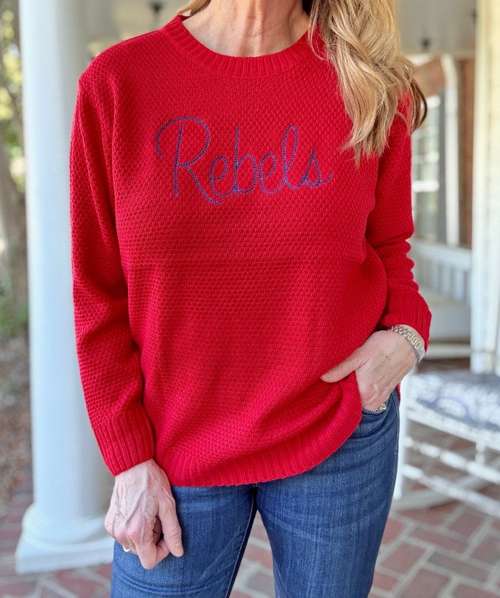 Rebels Embroidered Basic Sweater - sweater - Jimberly's Boutique - Olive Branch - Mississippi