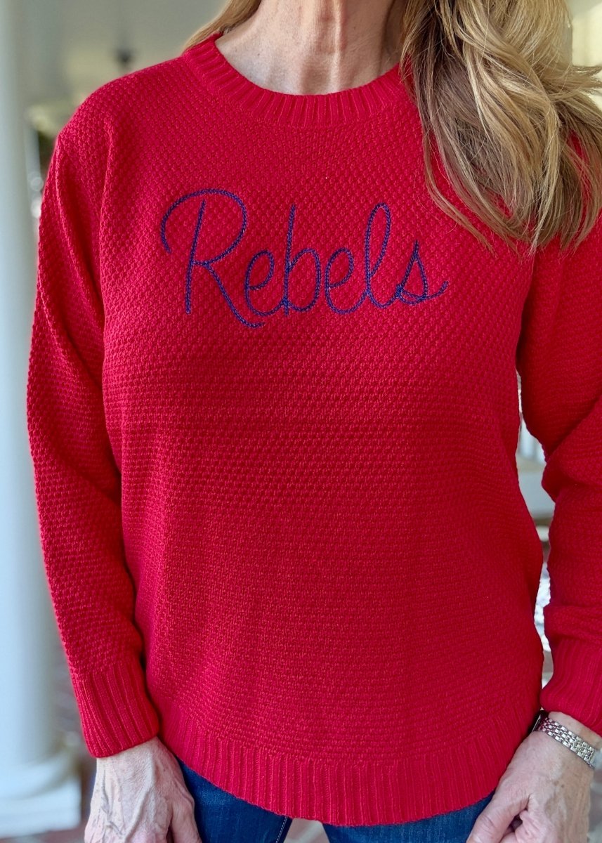 Rebels Embroidered Basic Sweater - sweater - Jimberly's Boutique - Olive Branch - Mississippi