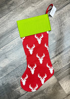 Red Antlers with Green Cuff - Monogrammed Christmas Stocking - Stocking - Jimberly's Boutique - Olive Branch - Mississippi