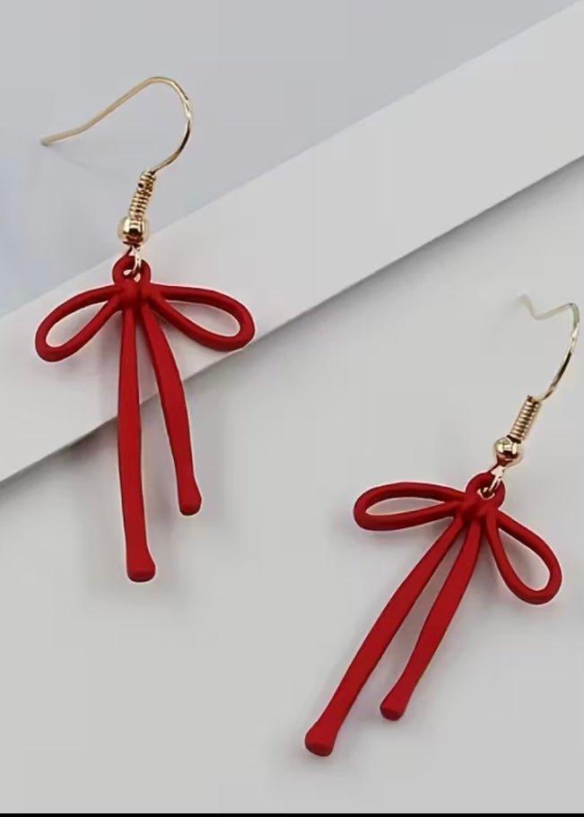 Red Bow Dangle Earrings - Earrings - Jimberly's Boutique - Olive Branch - Mississippi