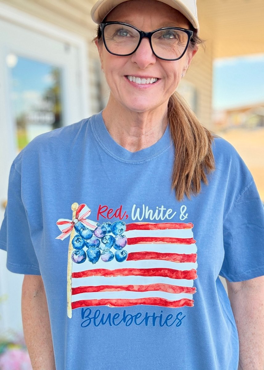 Red, White & Blueberries | Comfort Colors - Embroidered Comfort Colors - Jimberly's Boutique - Olive Branch - Mississippi