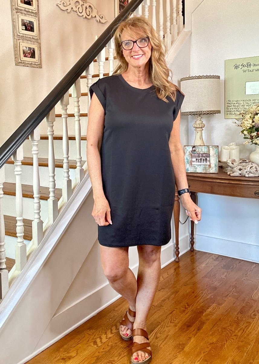Retreat Cap Sleeve Dress - Black | Dear Scarlett - Jimberly's Boutique - Olive Branch - Mississippi