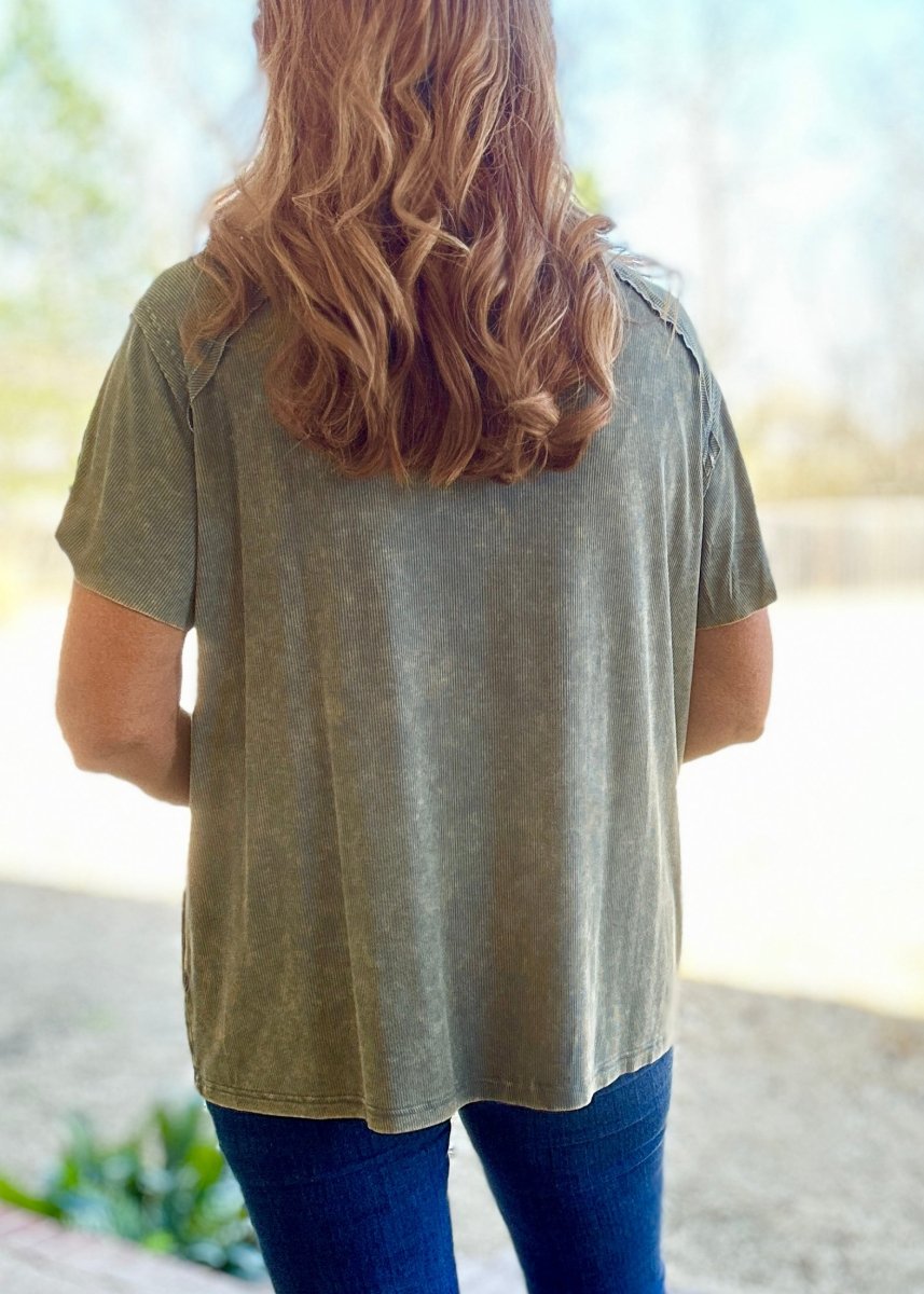 Ribbed Boat Neck Top - Ash Jade | Zenana - Casual Top - Jimberly's Boutique - Olive Branch - Mississippi