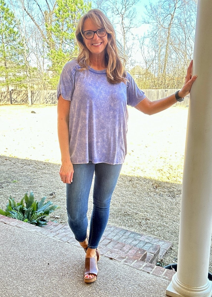 Ribbed Boat Neck Top - Lt Indigo | Zenana - Casual Top - Jimberly's Boutique - Olive Branch - Mississippi