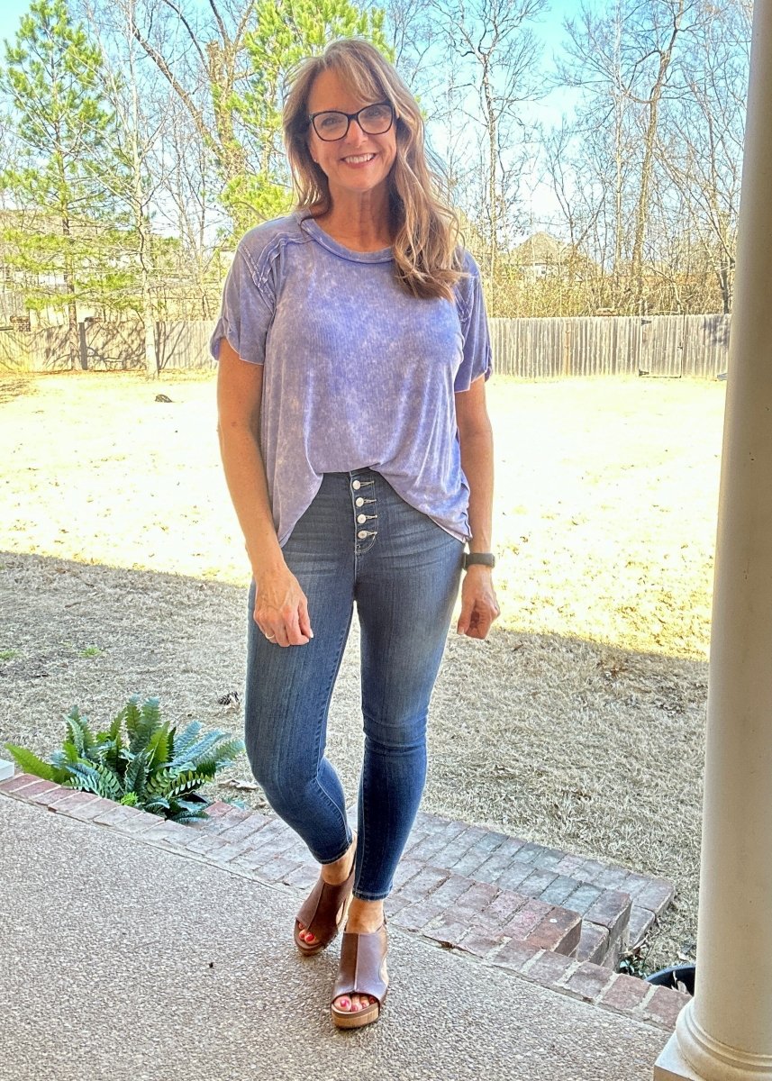 Ribbed Boat Neck Top - Lt Indigo | Zenana - Casual Top - Jimberly's Boutique - Olive Branch - Mississippi